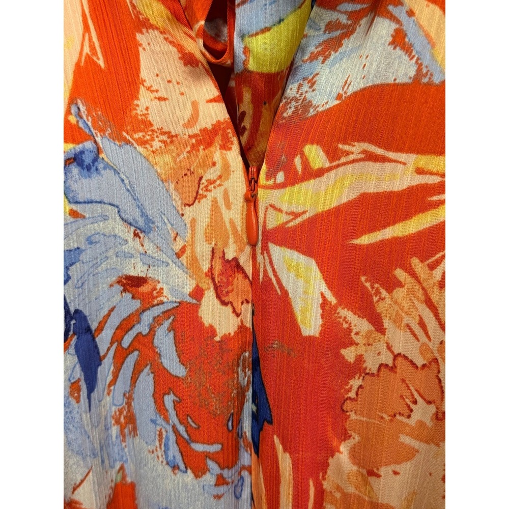 Vince Camuto Orange Tropical Floral Halter Wide Leg Jumpsuit Resort Medium - Picture 4 of 5